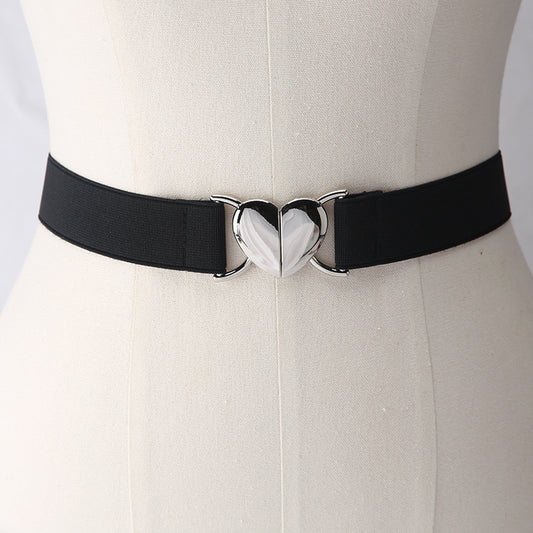 Elastic Stretch All-matching Love Buckle Thin Belt