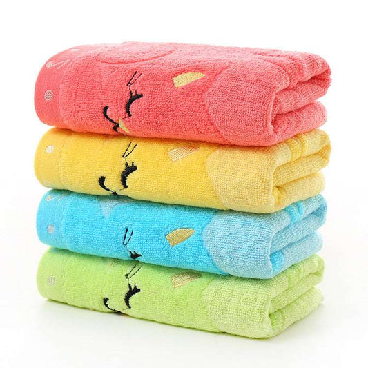 Bamboo Fiber Children's Jacquard Embroidery Notes Cat Small Towel