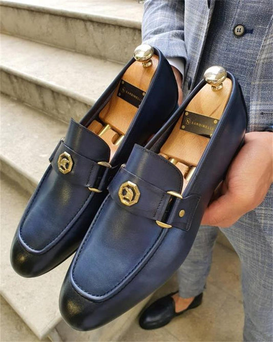 Large Size Business Shoes Men's British Style Fashion Polished Loafers Pure Color Lazy Shoes Men