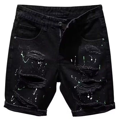 Summer Ripped Thin Denim Shorts Men