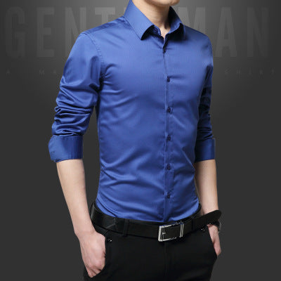 Business Casual Long Sleeve Spread Collar Slim Fit Shirt
