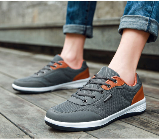 Fashion Light Sports Casual Men Shoes Autumn New Lace-Up Shoes Microfiber Leather Casual Shoes FLats Sneakers
