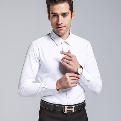 New winter men's shirt white dress slim wrinkle free shirt business occupation with male work