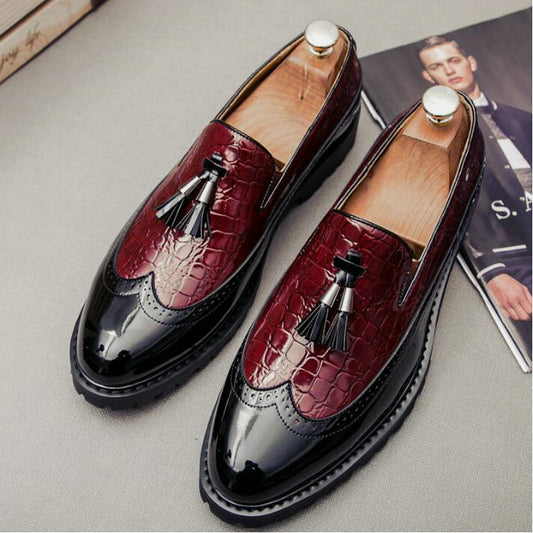Carved retro set foot men's lazy leather shoes