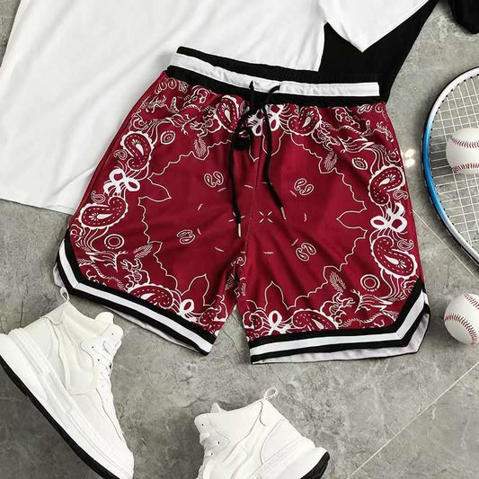 American Fashion Brand Summer Quick-dry Basketball Shorts Casual Sports Pants Paisley Fifth Pants Workout Shorts Men