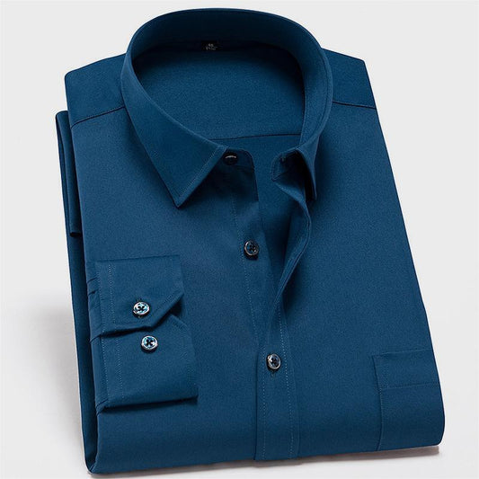 Solid Color Shirt Men's Non-ironing Stretch Breathable Business Casual
