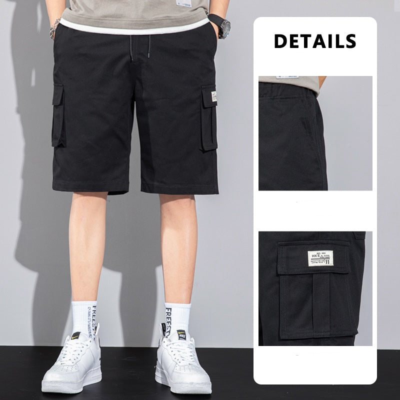 Casual Drawstring Cargo Shorts With Multi Pocket Summer Outdoor Men's Beach Pants