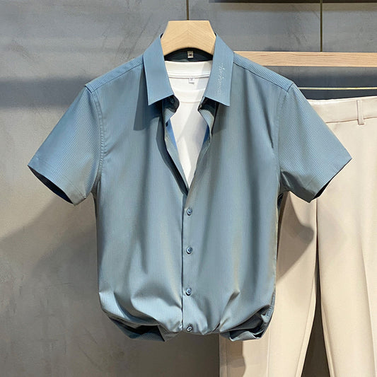 Striped Shirt Men's Short-sleeved Casual Shirts Slim Business Shirt