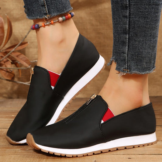 Zip Flats Shoes Comfortable Non Slip Loafers Women