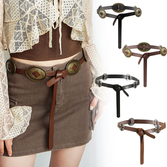 Personalized Retro Ethnic Style Carved Metal Belt Fashion Women's Casual Perforation-free Belt Accessories