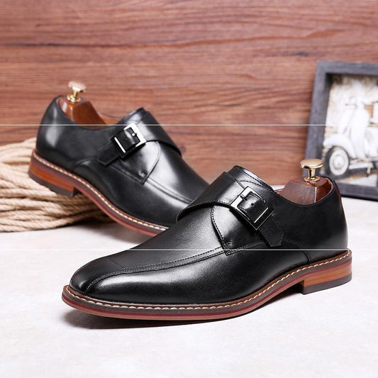 Formal Men's Square Toe Shoes British Monk Shoes