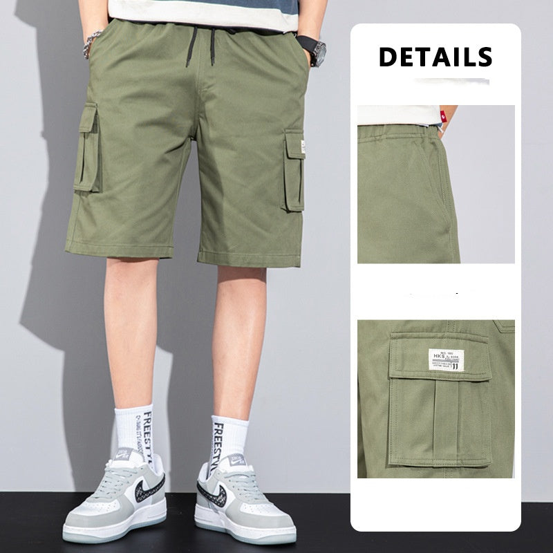 Casual Drawstring Cargo Shorts With Multi Pocket Summer Outdoor Men's Beach Pants