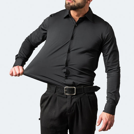 Full Elastic Force Shirt Men's Non-ironing Anti-wrinkle Simple Business Thin Shirt Men